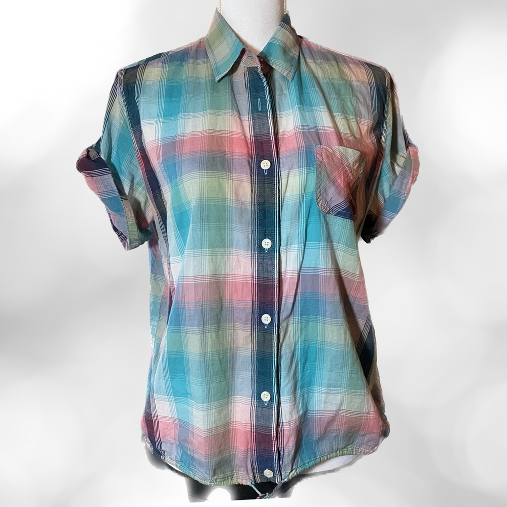 Women's American Eagle Cuffed, Button-Up Shirt